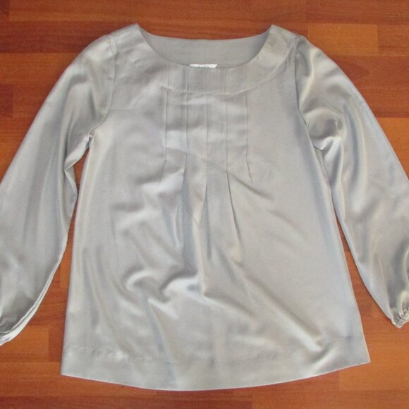 Alfred Sung Pure Grey Pleated Blouse - Small - Picture 8 of 8